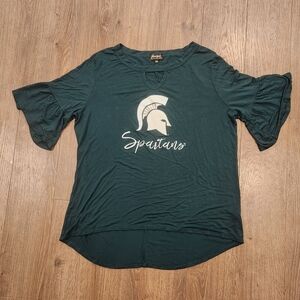Spartans Women's Short Sleeve Top - Forest Green